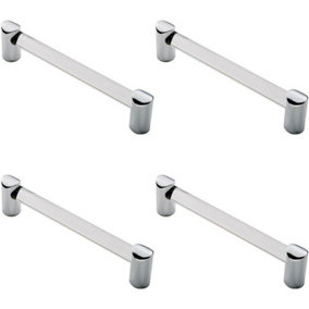 4x Round Tube Pull Handle 180 x 16mm 160mm Fixing Centres Clear & Chrome