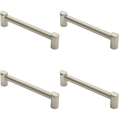 4x Round Tube Pull Handle 180 x 16mm 160mm Fixing Centres Satin Nickel