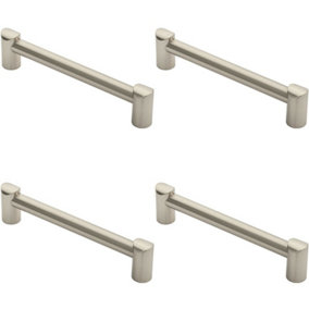 4x Round Tube Pull Handle 180 x 16mm 160mm Fixing Centres Satin Nickel