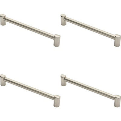 4x Round Tube Pull Handle 244 x 16mm 224mm Fixing Centres Satin Nickel