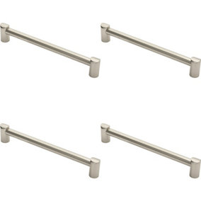 4x Round Tube Pull Handle 244 x 16mm 224mm Fixing Centres Satin Nickel