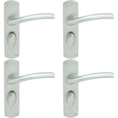 4x Rounded Curved Bar Handle on Bathroom Backplate 170 x 42mm Satin Chrome