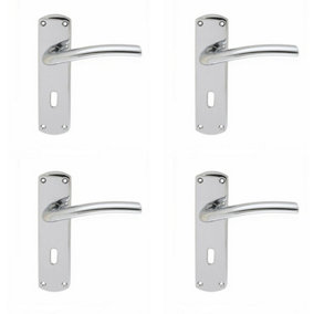 4x Rounded Curved Bar Handle on Lock Backplate 170 x 42mm Polished Chrome