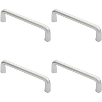 4x Rounded D Shaped Bar Handle 225 x 19mm Diameter Satin Anodised Aluminium