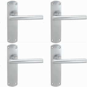 4x Rounded Straight Bar Handle on Latch Backplate 170 x 42mm Satin Chrome