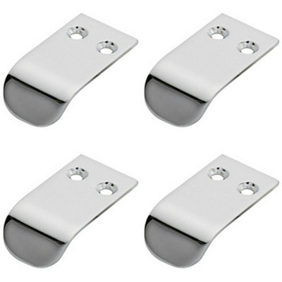 4x Semi Concealed Cabinet Finger Pull Handle 12mm Fixing Centres Polished Chrome