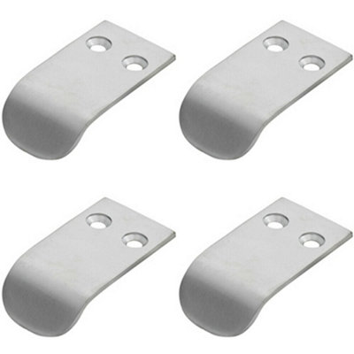 4x Semi Concealed Cabinet Finger Pull Handle 12mm Fixing Centres Satin Chrome