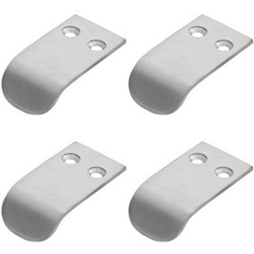 4x Semi Concealed Cabinet Finger Pull Handle 12mm Fixing Centres Satin Chrome