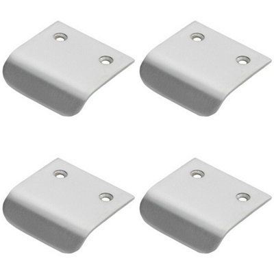 4x Semi Concealed Cabinet Finger Pull Handle 29mm Fixing Centres Satin Chrome