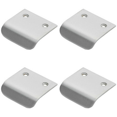 4x Semi Concealed Cabinet Finger Pull Handle 29mm Fixing Centres Satin Chrome