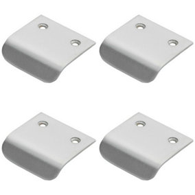 4x Semi Concealed Cabinet Finger Pull Handle 29mm Fixing Centres Satin Chrome