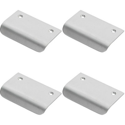4x Semi Concealed Cabinet Finger Pull Handle 52mm Fixing Centres Satin Chrome
