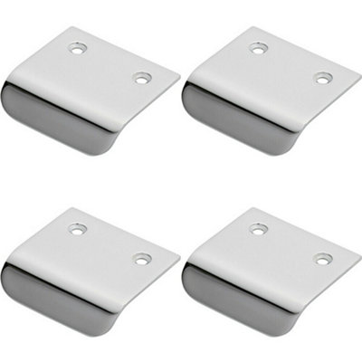 4x Semi Concealed Cabinet Pull Handle 48 x 50mm 14mm Lip Polished Chrome