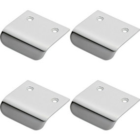 4x Semi Concealed Cabinet Pull Handle 48 x 50mm 14mm Lip Polished Chrome