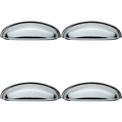 4x Shaker Cup Pull Handle 124 x 35mm 96mm Fixing Centres Polished Chrome