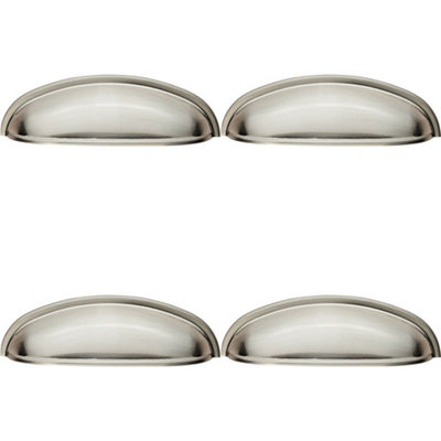 4x Shaker Cup Pull Handle 124 x 35mm 96mm Fixing Centres Satin Nickel