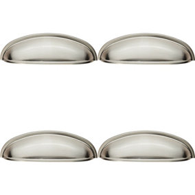 4x Shaker Cup Pull Handle 124 x 35mm 96mm Fixing Centres Satin Nickel