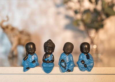 4x Sitting Buddha Monk Ornaments