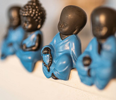 4x Sitting Buddha Monk Ornaments - 4