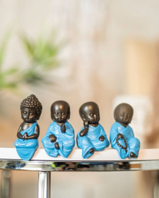4x Sitting Buddha Monk Ornaments - 6