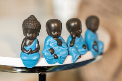 4x Sitting Buddha Monk Ornaments - 7