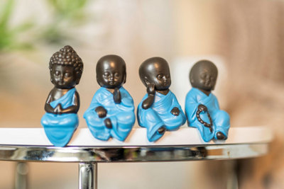 4x Sitting Buddha Monk Ornaments - 9