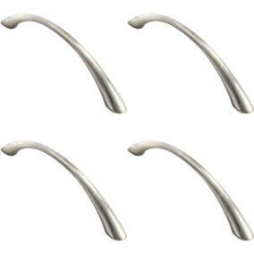 4x Slim Bow Cabinet Pull Handle 224mm Fixing Centres Satin Nickel 287 x 34mm