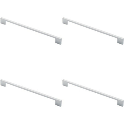 4x Slim D Shape Pull Handle 290 x 9mm 256mm Fixing Centres Polished Chrome