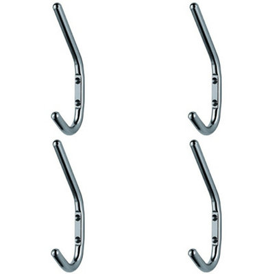 4x Slimline One Piece Hat & Coat Hook 59mm Projection Bright Stainless