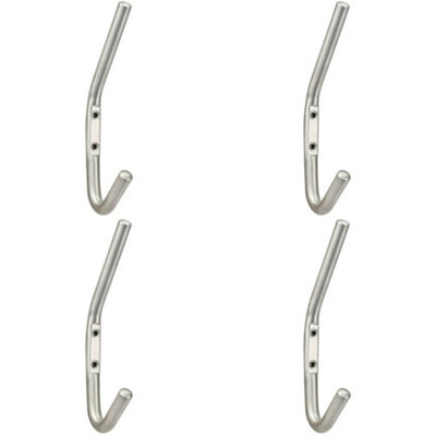 4x Slimline One Piece Hat & Coat Hook 59mm Projection Satin Stainless