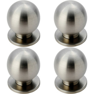 4x Small Solid Ball Cupboard Door Knob 25mm Dia Stainless Steel Cabinet Handle