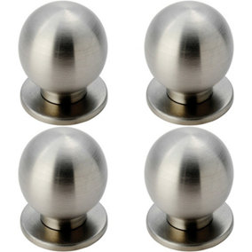 4x Small Solid Ball Cupboard Door Knob 25mm Dia Stainless Steel Cabinet Handle