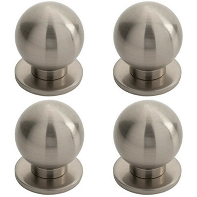 4x Small Solid Ball Cupboard Door Knob 30mm Dia Satin Nickel Cabinet Handle