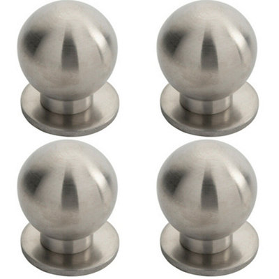 4x Small Solid Ball Cupboard Door Knob 30mm Dia Stainless Steel Cabinet Handle