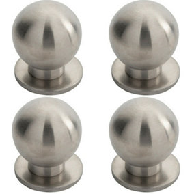 4x Small Solid Ball Cupboard Door Knob 30mm Dia Stainless Steel Cabinet Handle