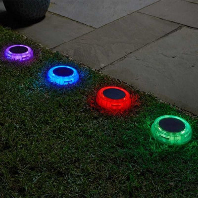 4x Smart Garden DecorDisk Super Bright Solar Decking Path Border Entrance Lights