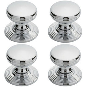 4x Smooth Ringed Cupboard Door Knob 28mm Dia Polished Chrome Cabinet Handle