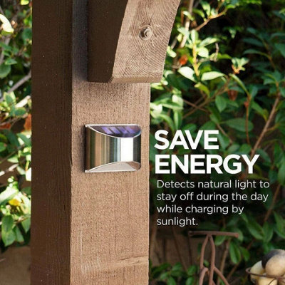 4X Solar Fence Wall Lights LED Outdoor Garden Lamps White Light