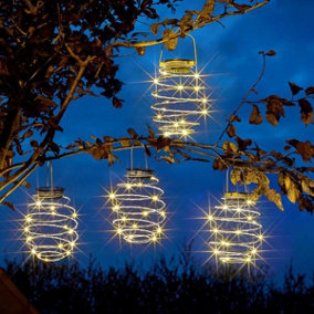 4x Solar Hanging Spiral LED Lights