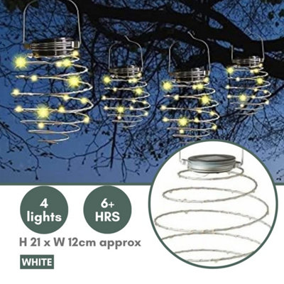 4x Solar Hanging Spiral LED Lights - 3