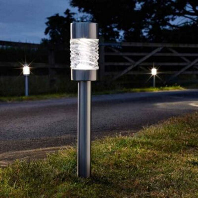 4x Solar Power Bollard Stake Lights LED