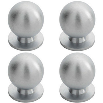 4x Solid Ball Cupboard Door Knob 25mm Diameter Satin Chrome Cabinet Handle