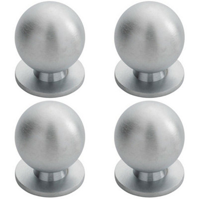 4x Solid Ball Cupboard Door Knob 30mm Diameter Satin Chrome Cabinet Handle Diy At Bandq 5669