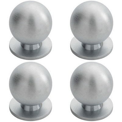 4x Solid Ball Cupboard Door Knob 30mm Diameter Satin Chrome Cabinet Handle