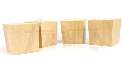 4x SOLID BLOCK WOOD FEET REPLACEMENT FURNITURE LEGS 90mm HEIGHT SOFAS CHAIRS CABINETS PreDrilled TSP2037 Raw