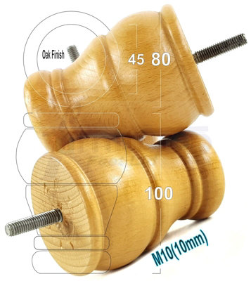 4x SOLID WOOD BUN FEET OAK TURNED WOODEN FURNITURE LEGS SOFAS CHAIRS