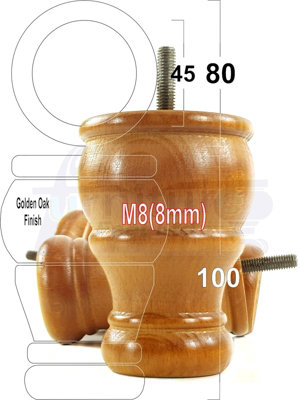 4x SOLID WOOD BUN FEET TURNED GOLDEN OAK WOODEN FURNITURE LEGS SOFAS