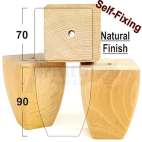 4x SOLID WOOD FURNITURE LEGS REPLACEMENT FURNITURE FEET   CHAIRS SOFAS FOOTSTOOLS  PreDrilled  TSP2031S (Natural)