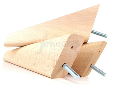 4x SOLID WOOD REPLACEMENT FEET 150mm HIGH ANGLED FURNITURE LEGS SOFAS CHAIRS STOOLS M10 Raw