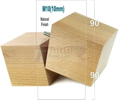 4x SOLID WOODEN FEET REPLACEMENT FURNITURE LEGS 90mm HEIGHT SOFAS CHAIRS STOOLS M10 TSP2037 Natural